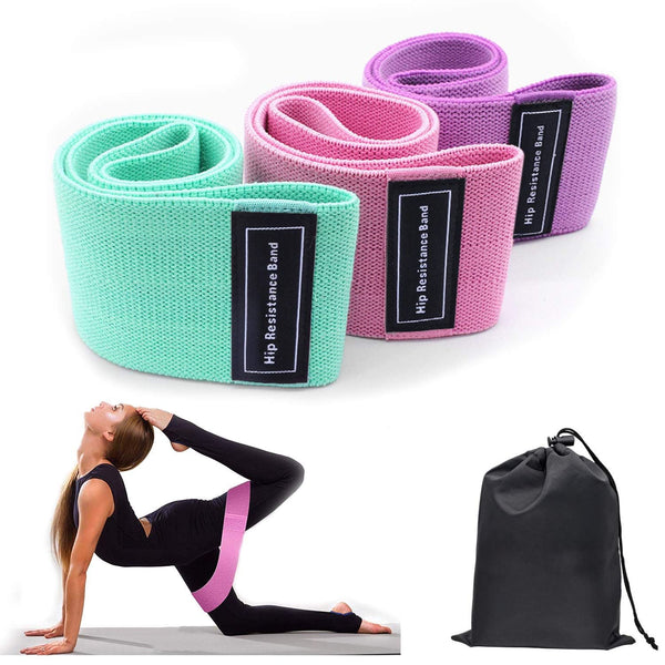 Set of three Berry Charmz resistance bands for legs and butt, ideal for home yoga, exercise, and fitness workouts.
