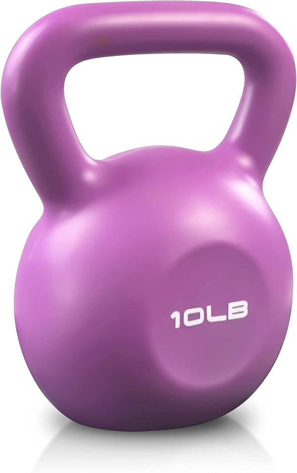10lbs vinyl-coated kettlebell from Berry Charmz with wide handle, ideal for women’s strength training and home gym workouts.