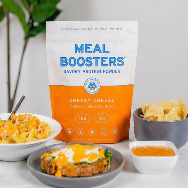 Cheesy Cheese Collagen+ Protein Blend powder in a container, dietary supplement with cheesy flavor for muscle support and nutrition.