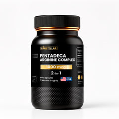 Panstellar Essentials Recover 157 CORE pentadeca arginine complex with PEA supplement bottle, showing supplement label and product details.