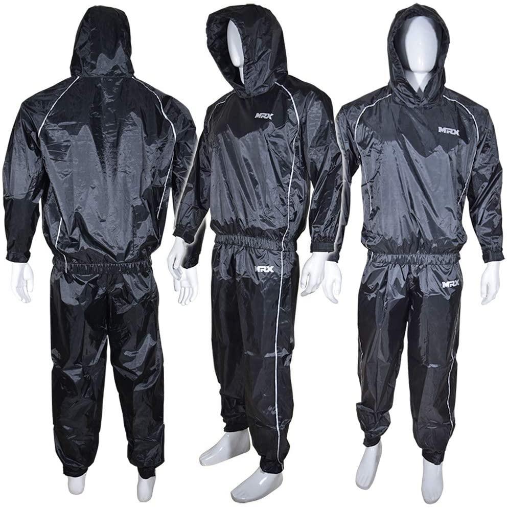 MRX men's sauna sweat suit for weight loss and gym training, designed for slimming, boxing, and MMA workouts.