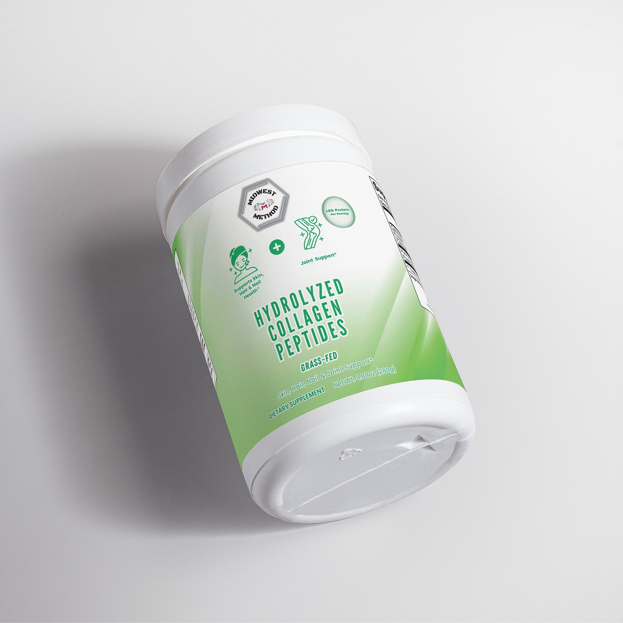 Unflavored grass-fed hydrolyzed collagen peptides by Midwest Method for skin, hair, and nail health.