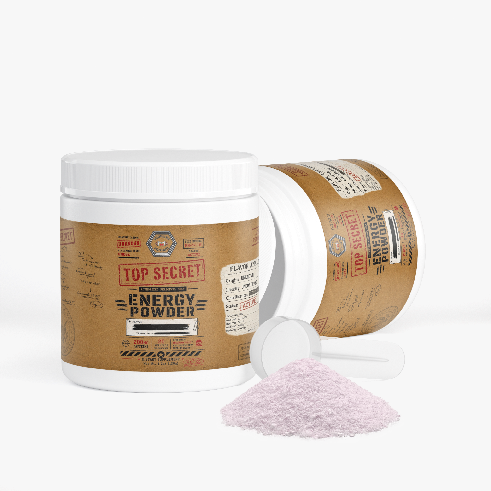 Midwest Method Energy Powder pre-workout supplement with vibrant label design and energetic branding.