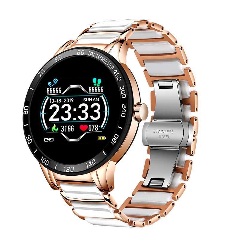 Stevvex luxury ceramic unisex smart watch with heart rate monitor, blood pressure tracker, waterproof sport design, ceramic strap