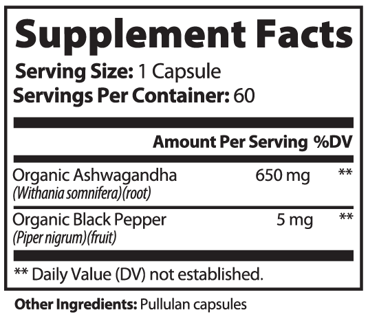 Bottle of Midwest Method Ashwagandha specialty supplement capsules with label visible, placed on a white surface.