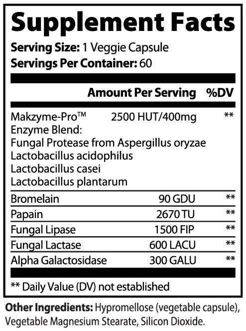 Vitalidad Natural Digestive Enzyme Pro Blend supplement bottle with label showing multi-enzyme digestive support for daily wellness.