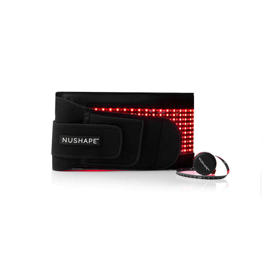Nushape LipoWrap LED treatment device with flexible wrap and control panel for body slimming and contouring.