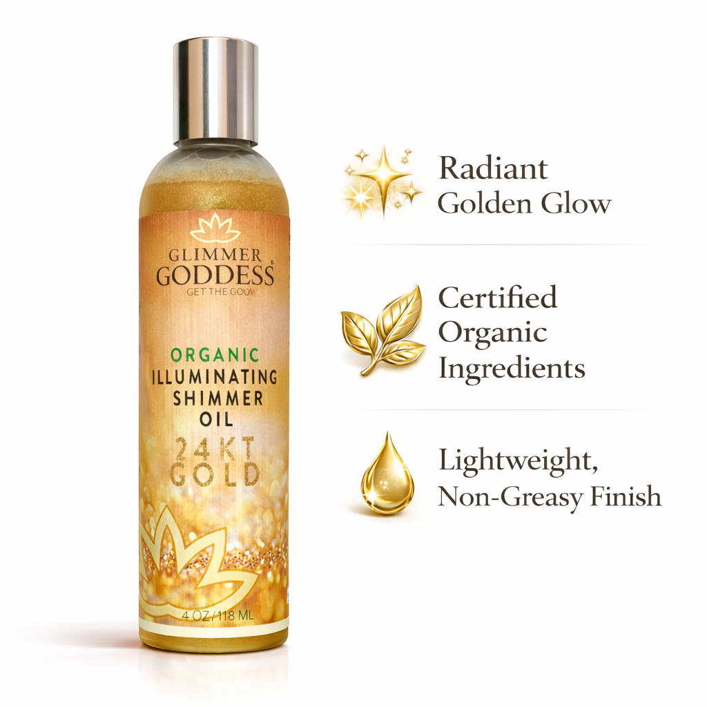 Organic Shimmer Body Oil for a Soft, Non-Greasy Body Glow