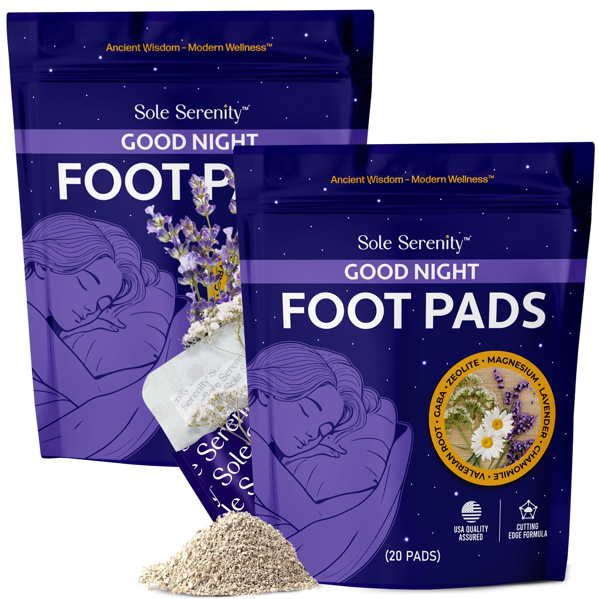 Lure Essentials Good Night Sleep and Detox Foot Pads bundle, featuring two sets of natural foot pads for relaxation and detoxification.