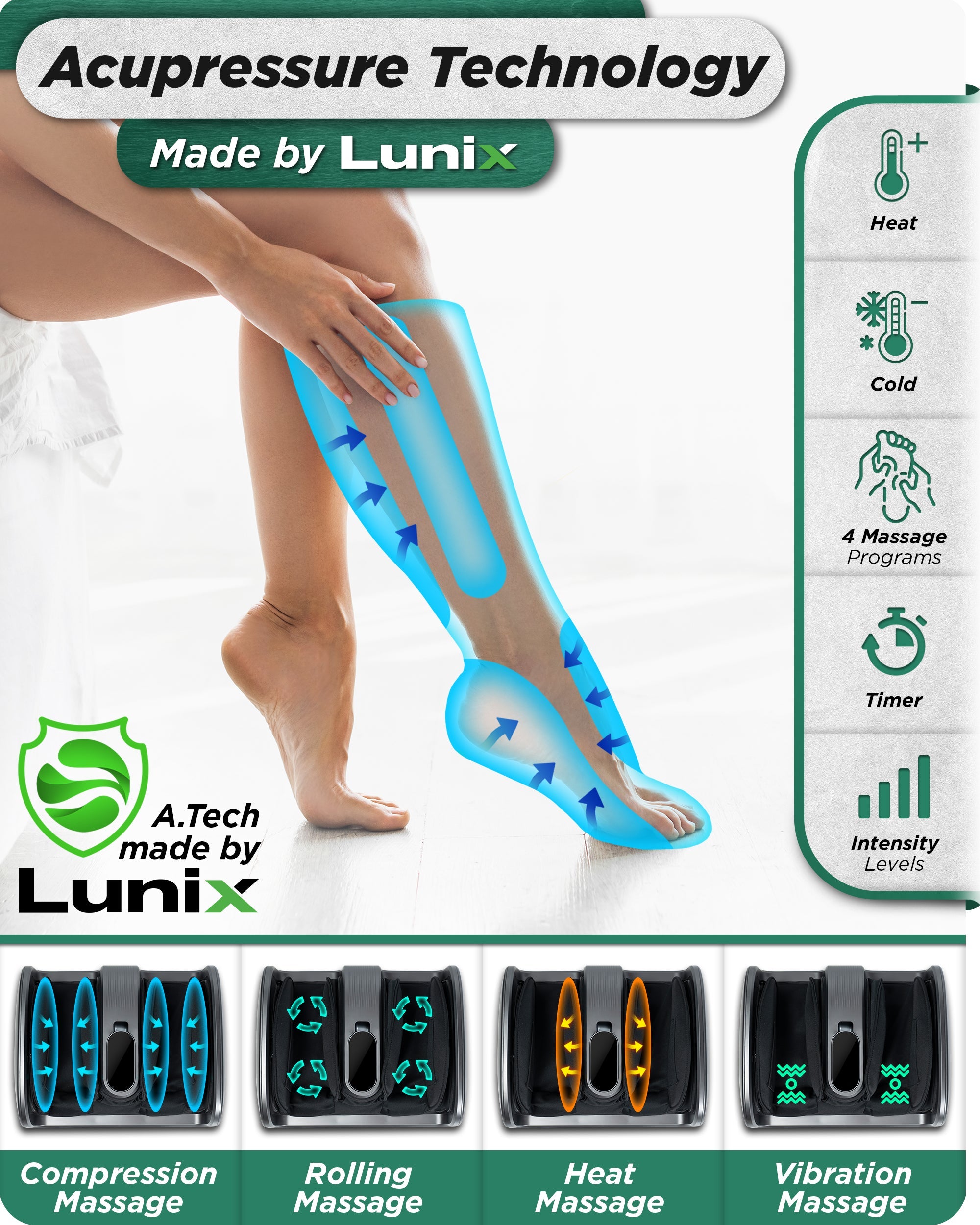 Lunix LX21 foot and calf massager with remote in granite gray, providing relief for neuropathy and plantar fasciitis.