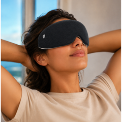 Arboleaf Heaten Eyes Massager in white with curved eye-cover design for heated eye relaxation