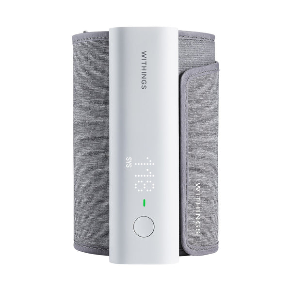 Medisitis Withings wireless upper arm blood pressure monitor with digital display and cuff for accurate blood pressure readings.