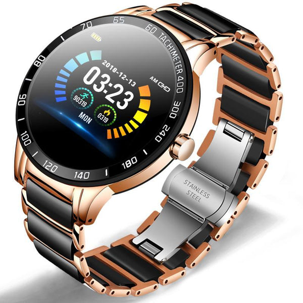 Stevvex luxury ceramic unisex smart watch with heart rate monitor, blood pressure tracker, ceramic strap, waterproof, fitness features