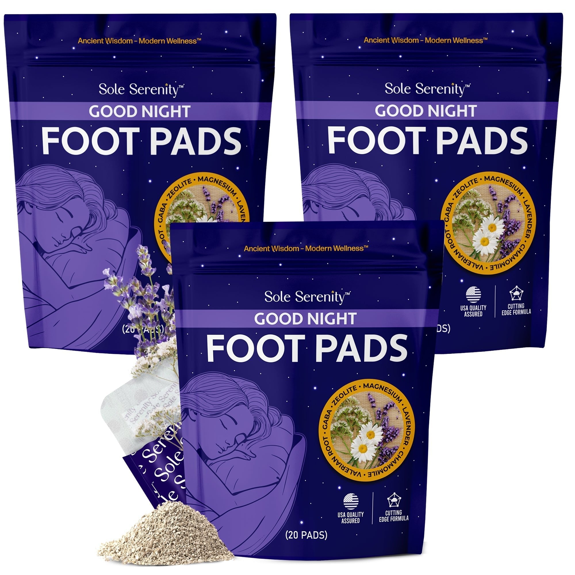 Lure Essentials Good Night Sleep and Detox Foot Pads bundle with three pairs of detox foot pads for relaxing sleep.