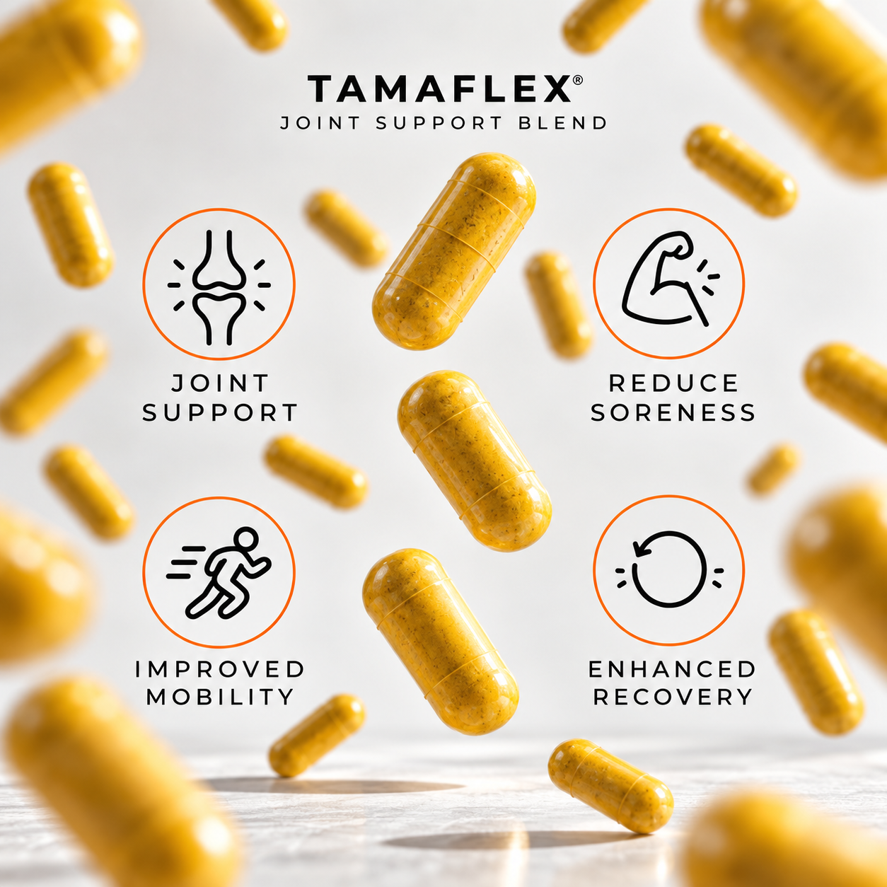 BlackLabel Supplements TAMAFLEX vitamins and supplements bottle with label and capsules visible in the image.