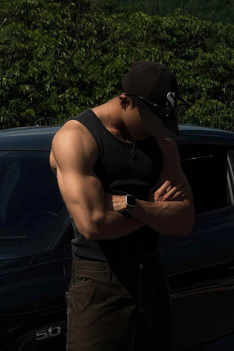 White athletic ribbed muscle tank for men by 4inme, slim-fit sleeveless top with stretchy fabric and sleeveless design.
