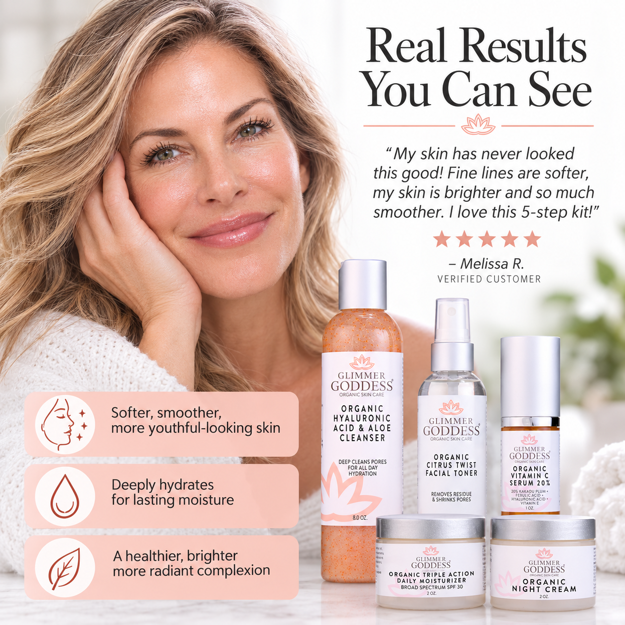 Complete Organic Anti-Wrinkle 5-Step Kit with Vitamin C & SPF 30