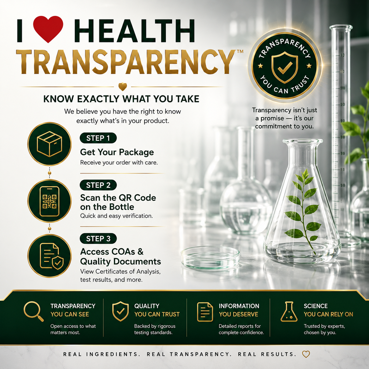 Transparent bottle of I Love Health Store Magnesium Glycinate capsules, showing 240 high absorption magnesium supplement capsules.