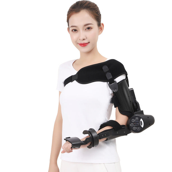 V.I.P Digital Presence electric elbow exercise device for upper arm flexion and extension training, showing the device in use.