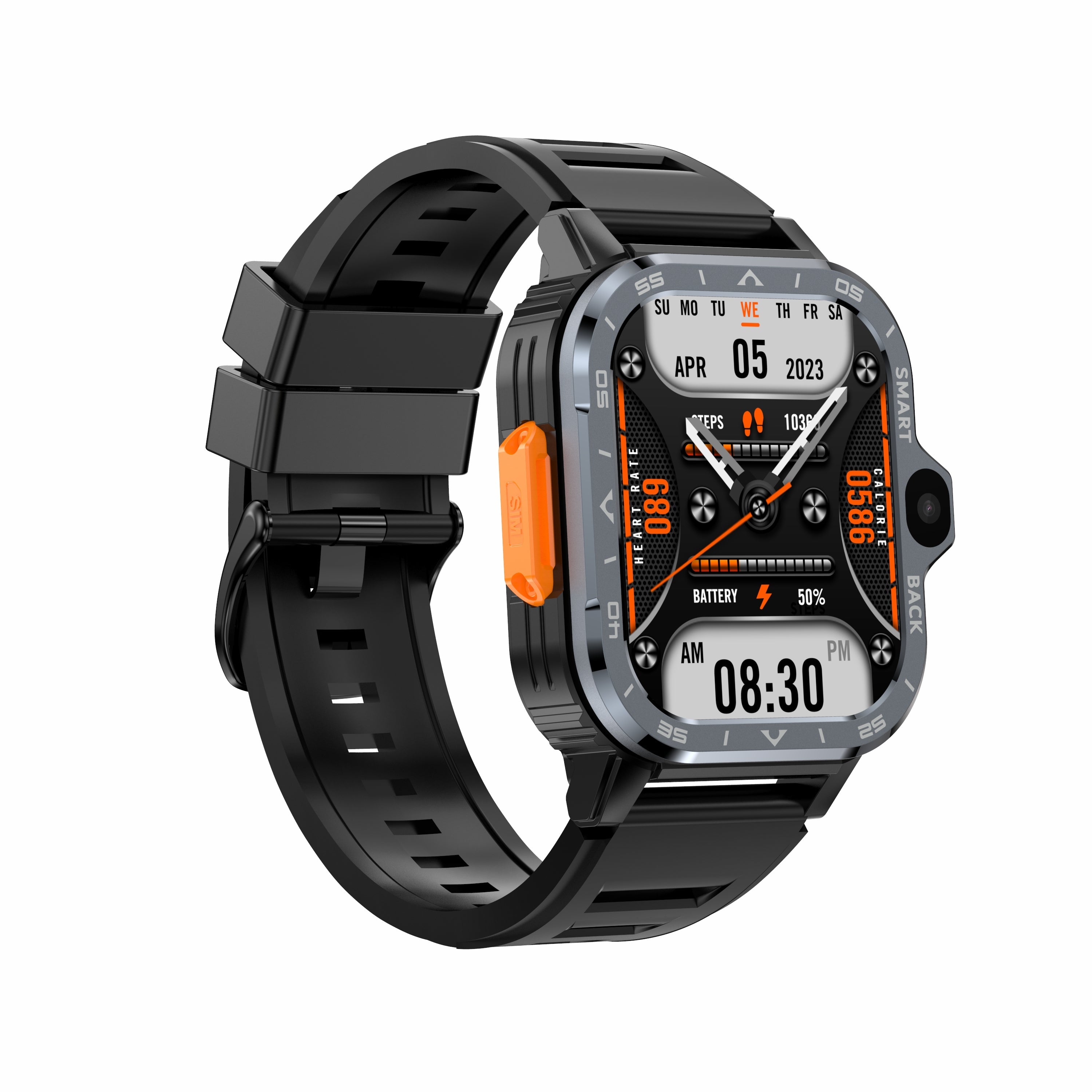 V.I.P Digital Presence AP8 smart watch with 4G, dual HD camera, WiFi, and health monitoring features.