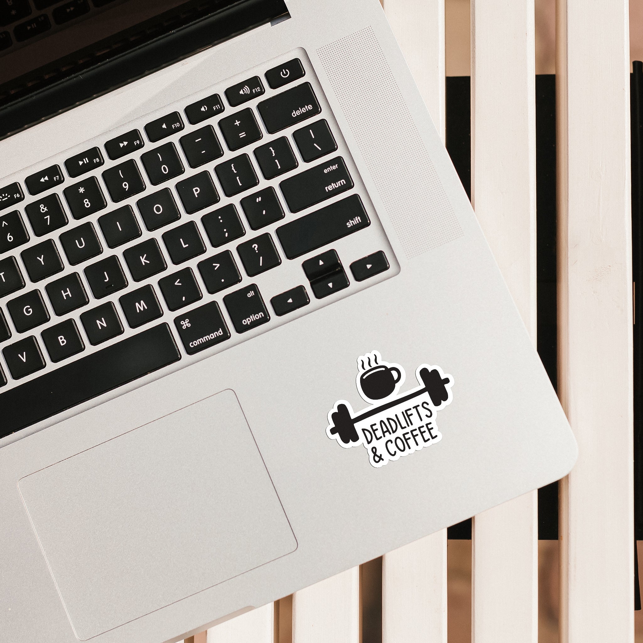 Assorted waterproof fitness stickers featuring motivational workout designs on glossy vinyl, ideal for water bottles and laptops.