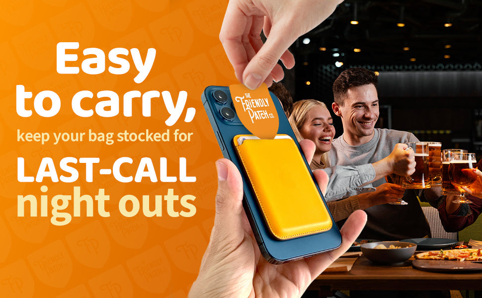 Last Call Patches by Friendly Patch Co, wearable skin supplement patches for hangover relief, 8-pack for late-night recovery.