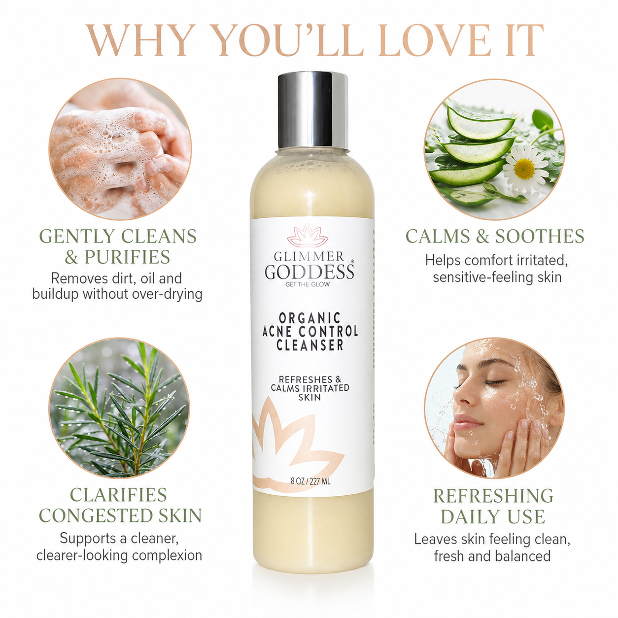 Organic Acne Cleanser – Gentle Face & Body Wash