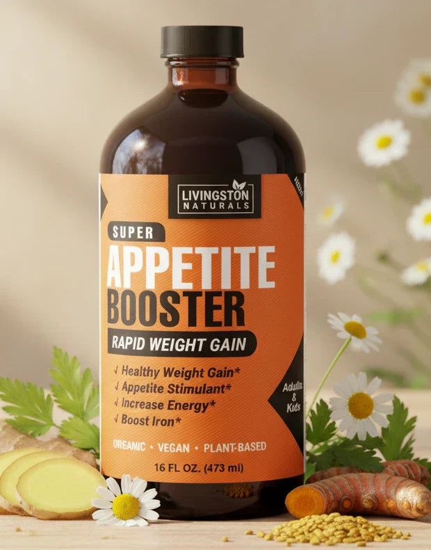 Liquid herbal supplement by VeggieVerve, organic appetite booster bottle showing front label for healthy weight gain and appetite support.