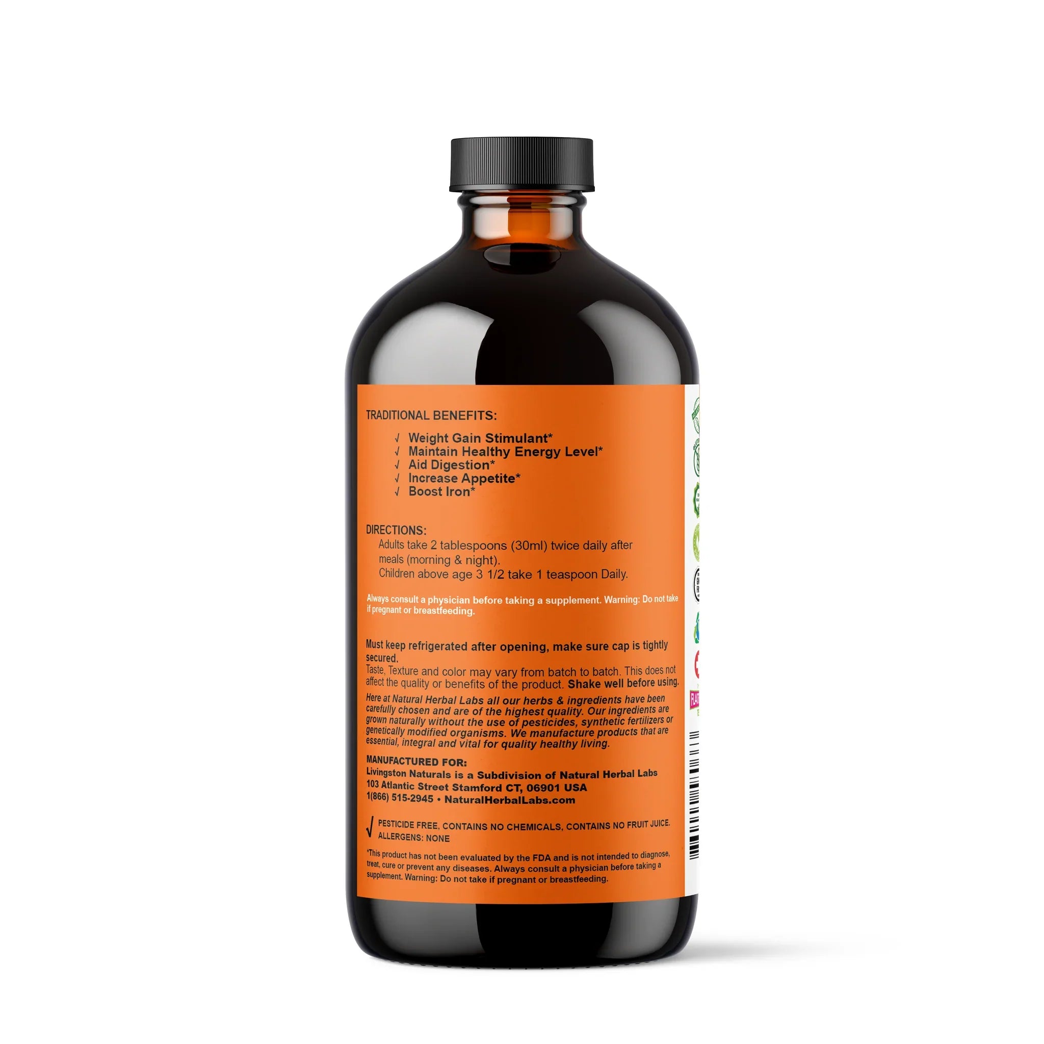VeggieVerve organic liquid herbal supplement for appetite support and healthy weight gain, featuring herbal formula in a clear bottle.