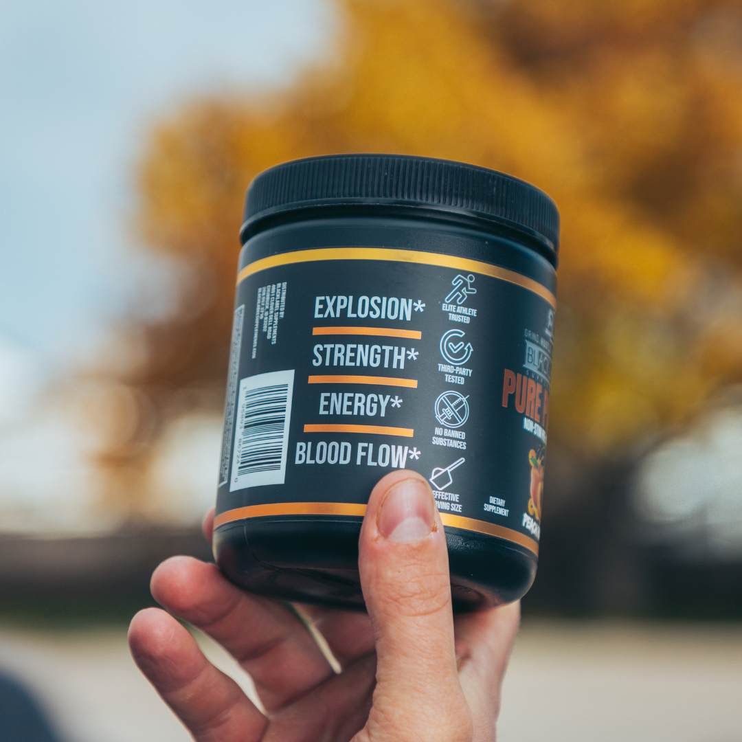 BlackLabel Supplements PURE POWER vitamins and supplements offer health support, shown in the promotional buy two get one free offer image.