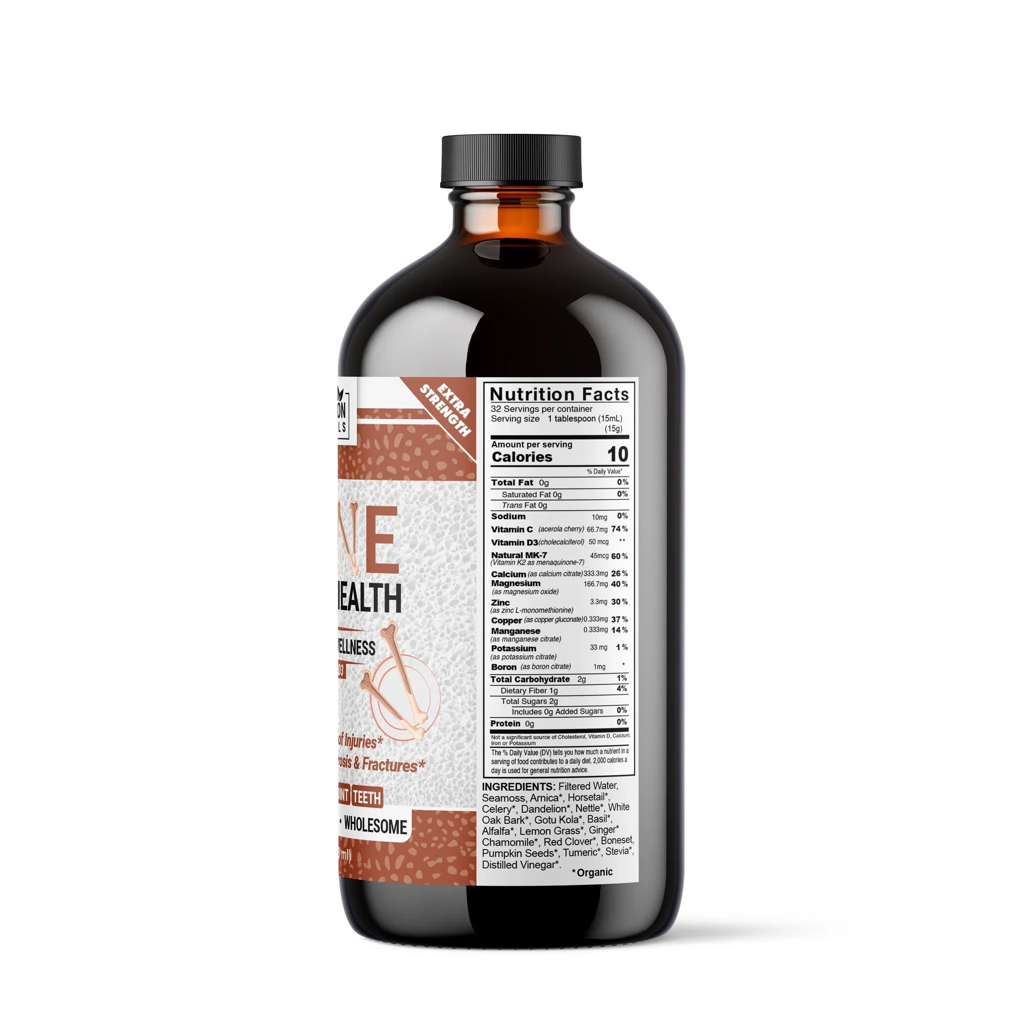 Vegan supplement bottle of VeggieVerve Organic Herbal Bone and Joint Support with herbal capsules on a white background