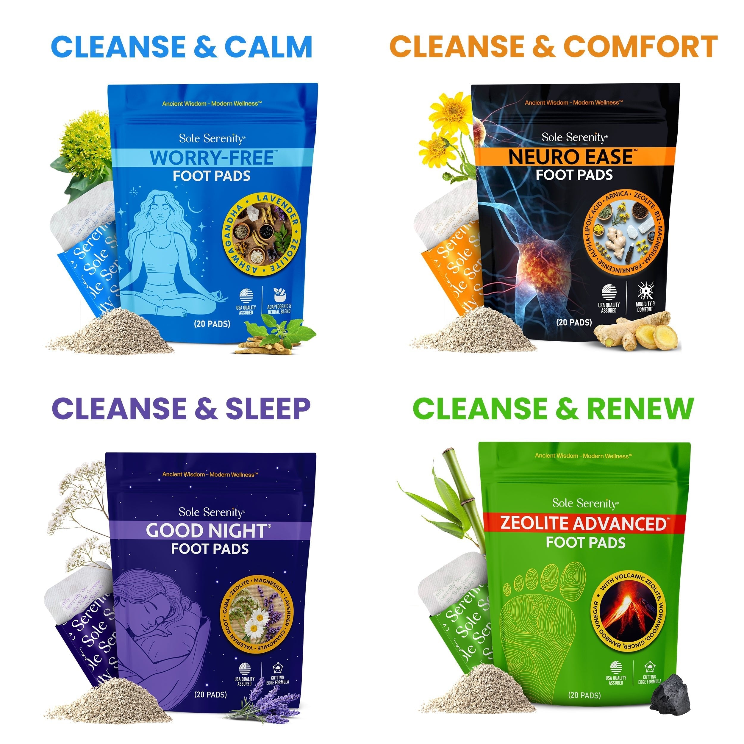 Lure Essentials Detox Essentials 4 Pack Bundle with herbal supplements and detox teas, displayed in a clear, organized presentation.