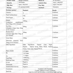 Certificate of analysis for Panstellar Essentials Pure Himalayan Shilajit Gummies 1500mg, 90 gummies