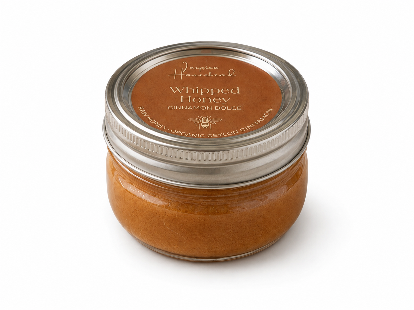 Creamy cinnamon dolce whipped honey from Inspira Homestead, showcasing a smooth, fluffy honey spread with cinnamon flavor.