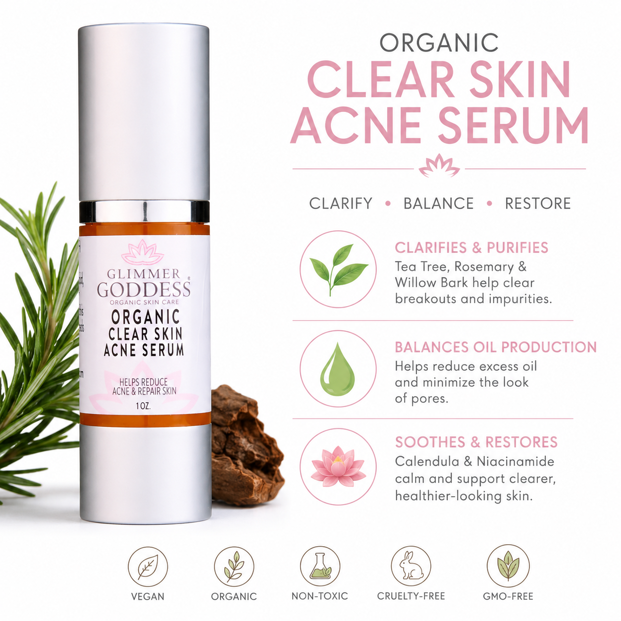 Organic Acne Serum – Oil Control & Pore Clearing Treatment