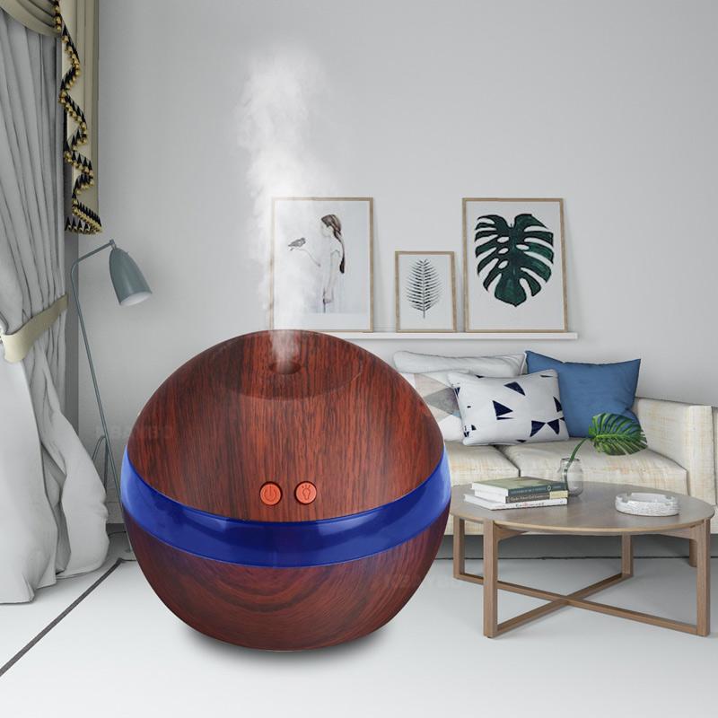 RANOVA USA KBAYBO USB ultrasonic humidifier with wood grain finish, 290ml aroma diffuser, LED light, and essential oil mist maker