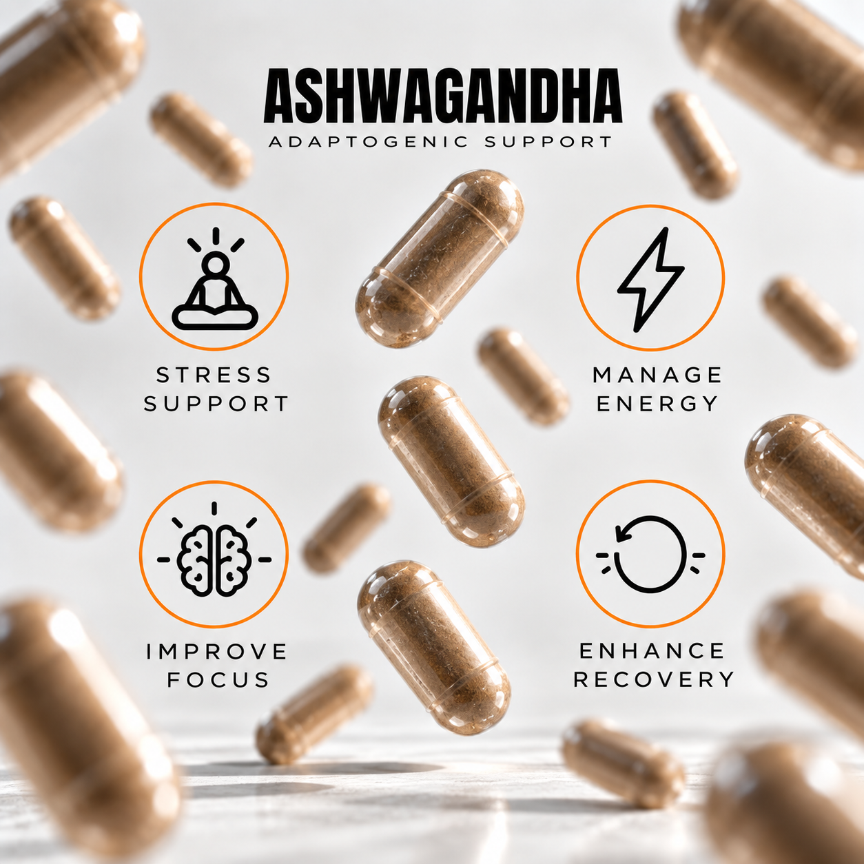 Bottle of BLACKLABEL Supplements SENSORIL® Ashwagandha capsules with label showing product name and brand on a white background.