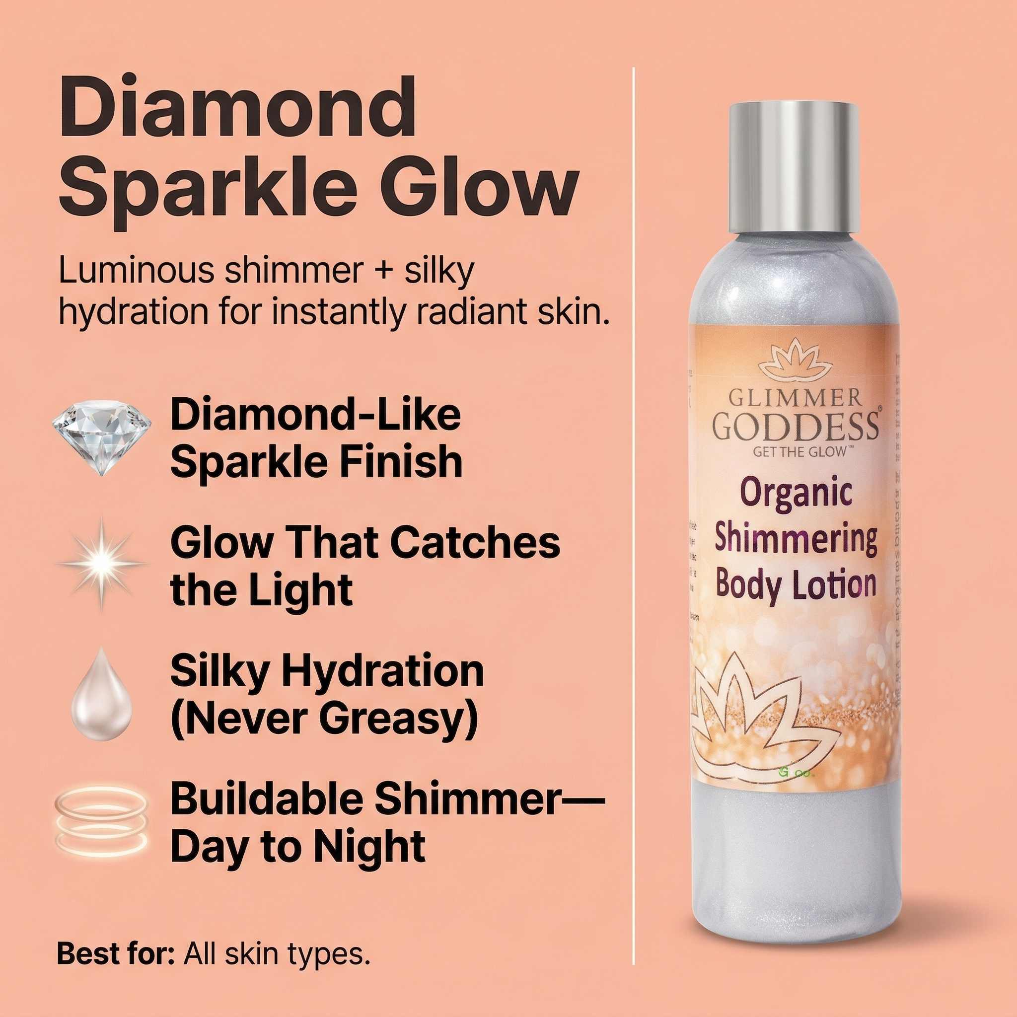 Organic Diamond Shimmer Body Lotion – Buildable Luminous Glow
