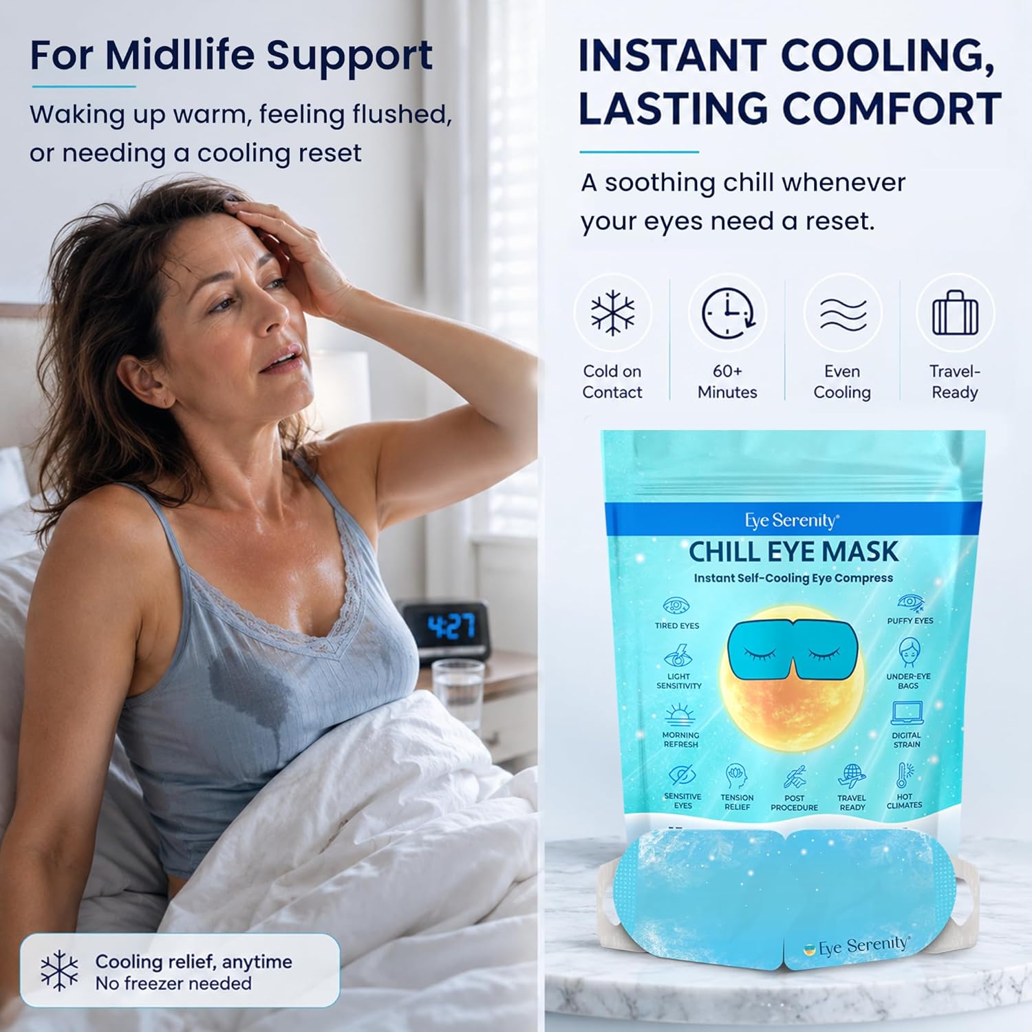 Lure Essentials Hot Flash & Hormone Support Bundle featuring a soothing self-cooling eye mask for stress relief and wellness.