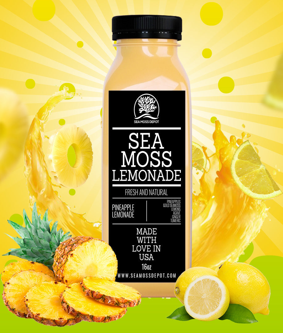 Sea Moss Lemonade Wholesale - 20 Bottles | Pineapple, Strawberry, Soursop & Blue Spirulina