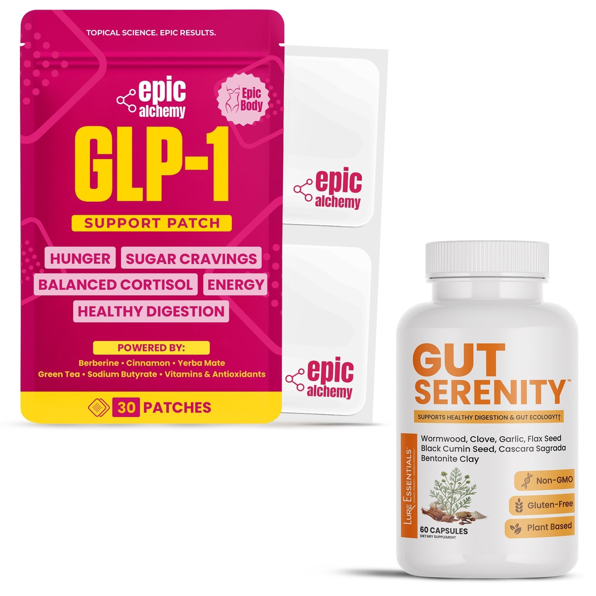 Lure Essentials Gut Check Bundle for wellness and stress relief, featuring supplements and products for gut health.