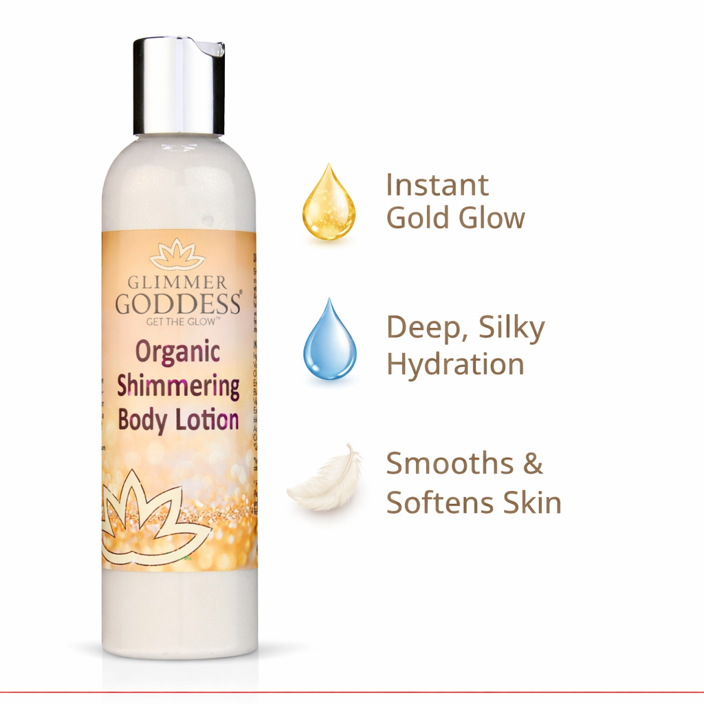Organic Gold Shimmer Body Lotion – Buildable Luminous Glow