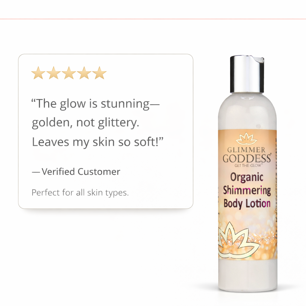 Organic Gold Shimmer Body Lotion – Buildable Luminous Glow