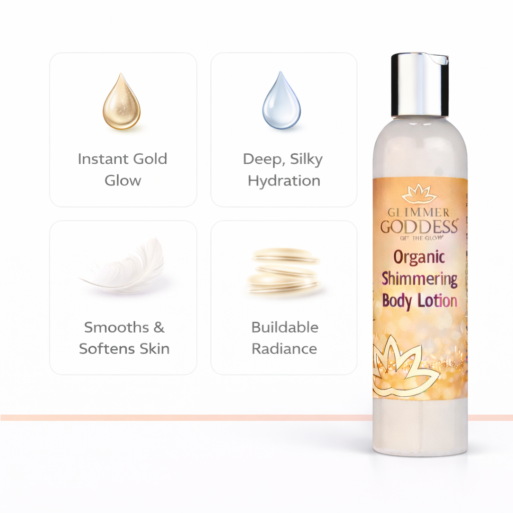 Organic Gold Shimmer Body Lotion – Buildable Luminous Glow