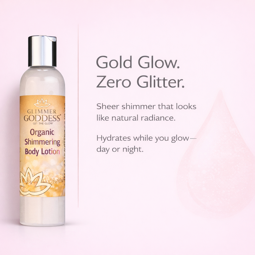 Organic Gold Shimmer Body Lotion – Buildable Luminous Glow