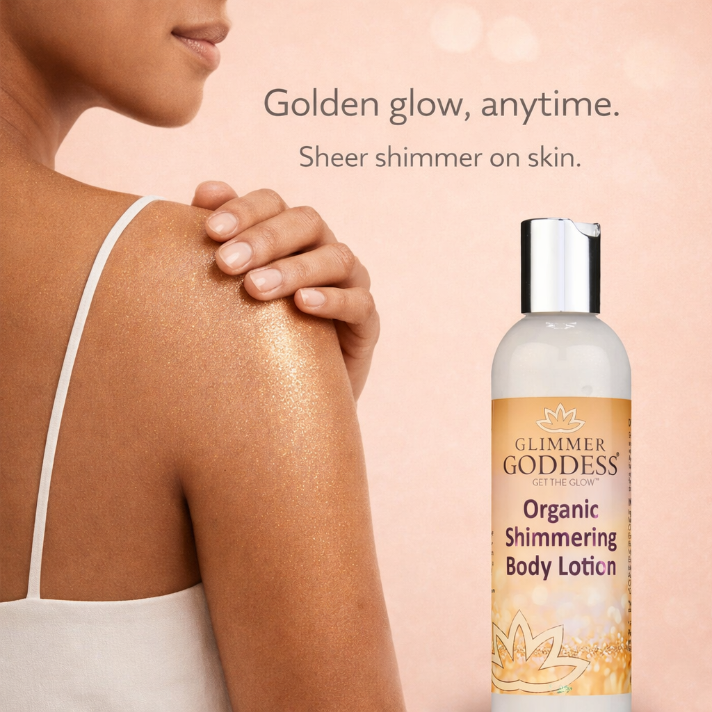 Organic Gold Shimmer Body Lotion – Buildable Luminous Glow