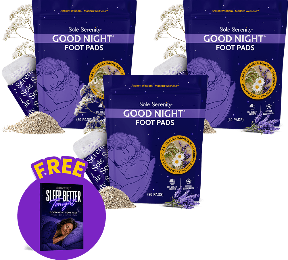 Lure Essentials Good Night Sleep and Detox Foot Pads package with graphic design and product branding on the front.
