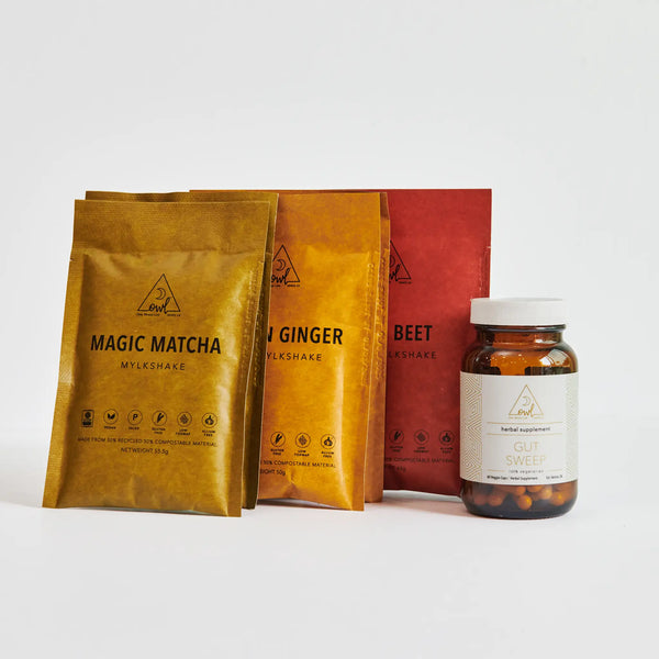 OWL Venice 1-Week Gut Sweep Reset cleanse box with supplement capsules and instructions for digestive detox.