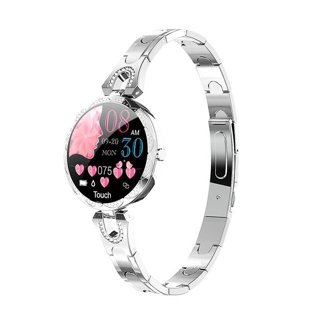Stevvex women's waterproof smart watch with heart rate monitor, fitness tracking, and sleek wearable design for active women.