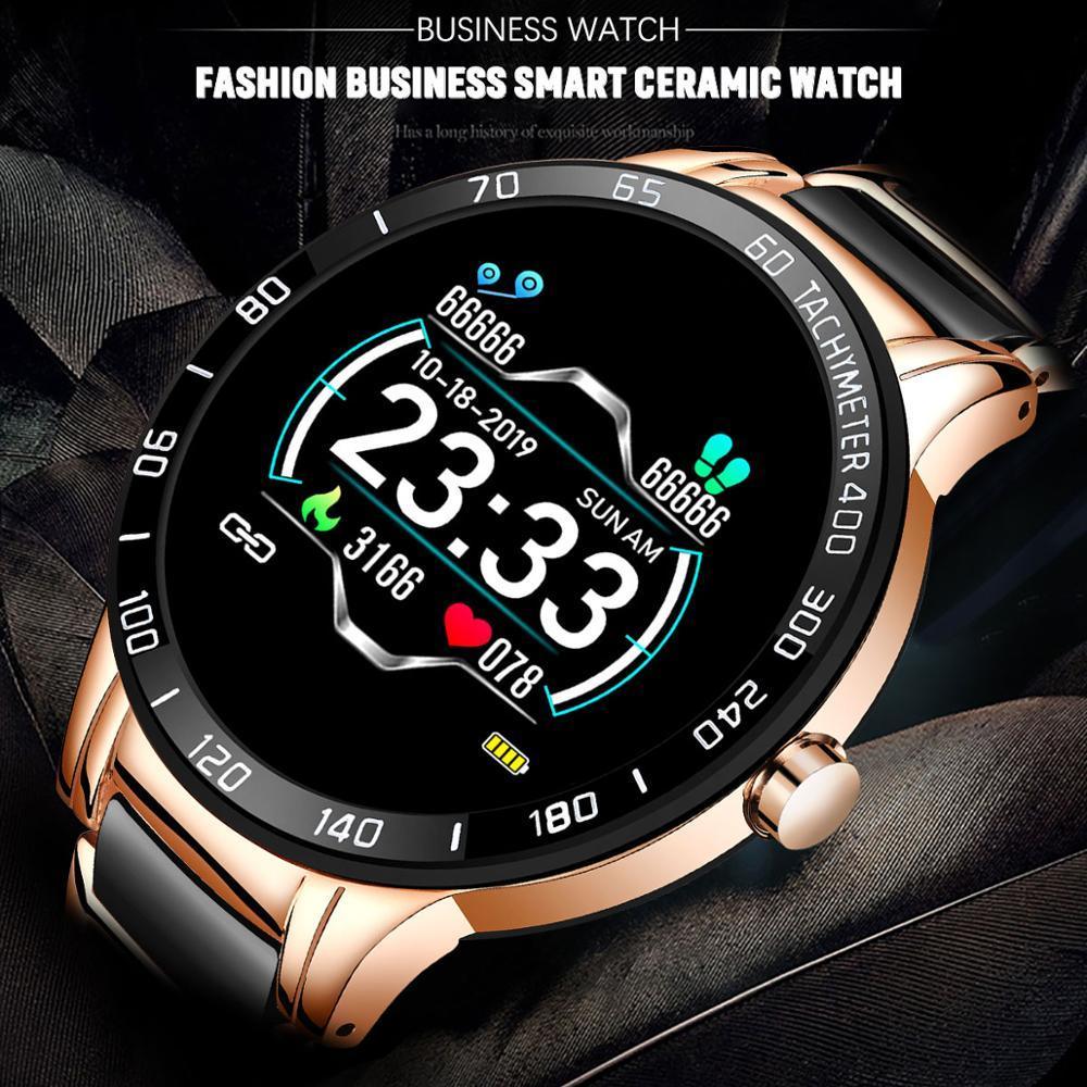 Stevvex luxury ceramic unisex smart watch with heart rate monitor, blood pressure tracker, fitness features, waterproof sport design.